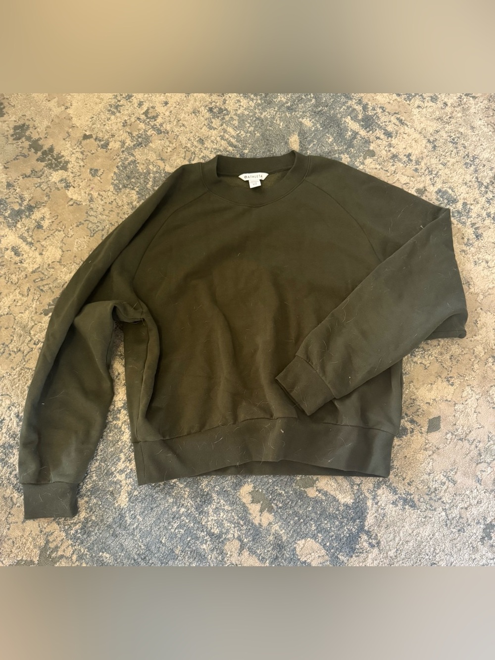 Army green Athleta crew neck sweatshirt
